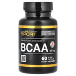 California Gold Nutrition, BCAA, аминокислоты с разветвлённой цепью AjiPure® 2:1:1 с L-лейцином, L-изолейцином и L-валином, 500 мг, 60 растительных капсул