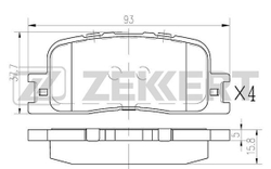 ZEKKERT BS2705 Колодки тормозные дисковые задние для Chery Fora 06-, Lexus ES (VZV,MCV) 01-, Toyota Camry (V30) 01-, Kluger (U20)00-, Chery Fora (A21) 06-