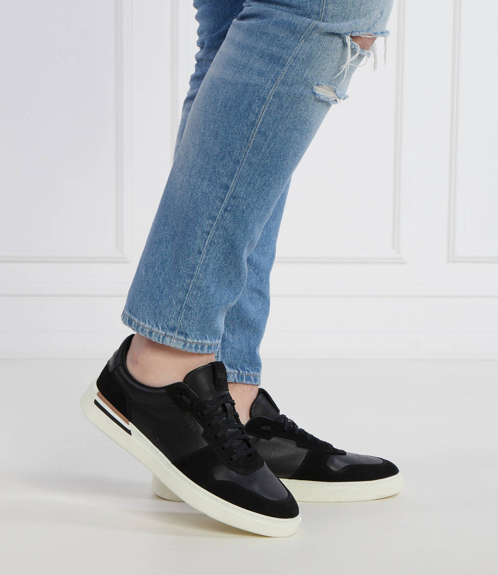 Кожаные кроссовки clint_tenn_nult BOSS BLACK - черный(50517303)