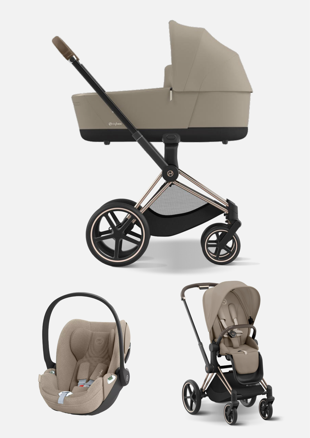 Cybex Детская коляска Priam IV Chrome Brown 3 в 1 цвет Cozy Beige