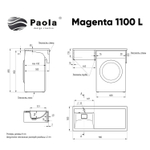 Комплект Тумба 110 Magenta под с/машинку (46) с раковиной Magenta 110 левая белая