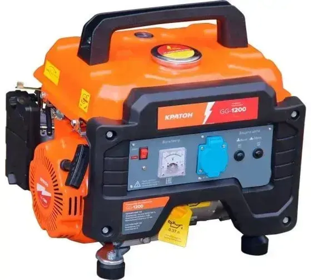Генератор бензиновый Кратон GG-1200 (1200 Вт; ручной стартер; расход топлива 0,66 л/ч)