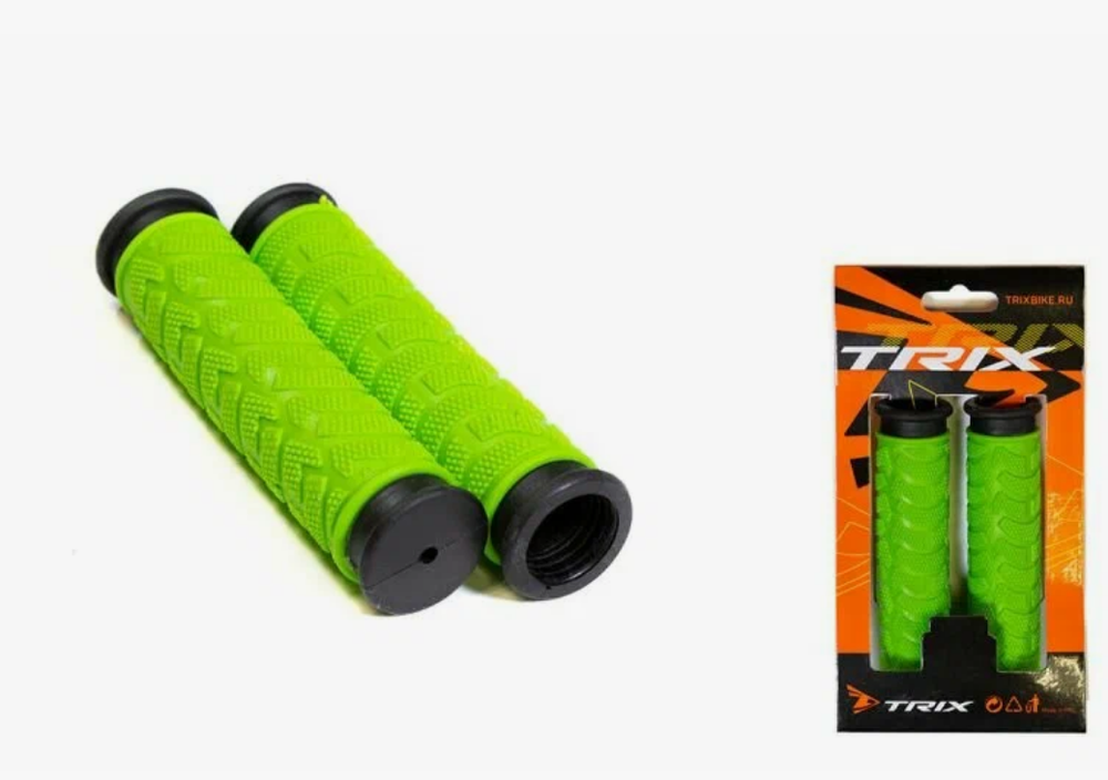 Грипсы TRIX, резиновые, 125мм, 2-х компонентные, зеленые с черным кантом(100)
