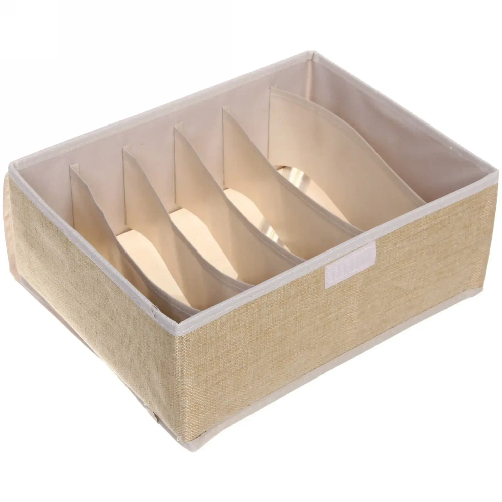 Кофр - органайзер для хранения вещей с прозрачной крышкой «УЮТДОМА», цвет бежевый, 6 отделений, 32*23*12см