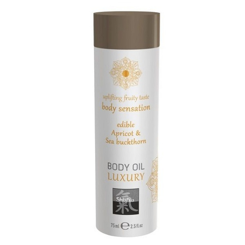 Съедобное массажное масло с ароматом абрикоса и облепихи Shiatsu Luxury Body Oil 75мл