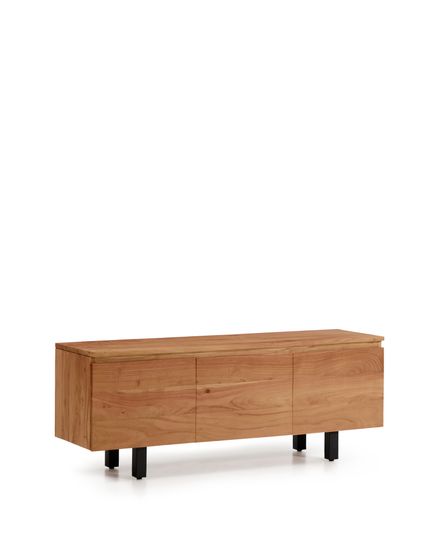 Тумба под телевизор Uxue с 3 дверцами из массива акации с беленой отделкой 150 x 58 см