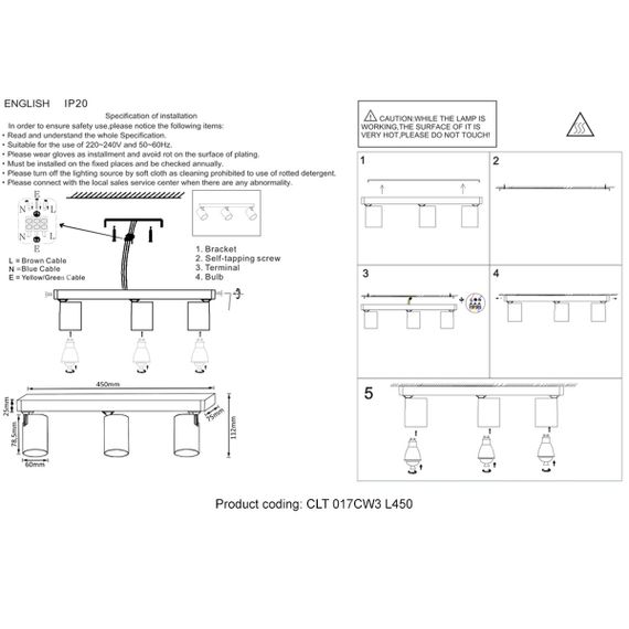 Спот Crystal Lux CLT 017CW3 L450 WH
