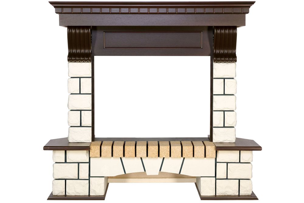 Портал Royal Flame Pierre Luxe угловой - Белый / Темный дуб