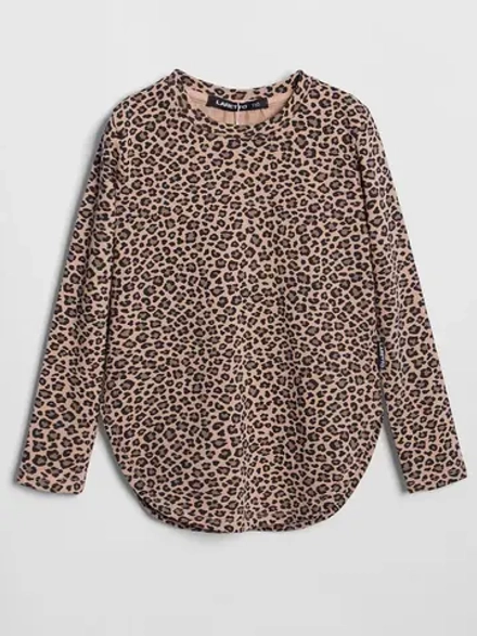 Лонгслив для девочки леопардовый удлиненный