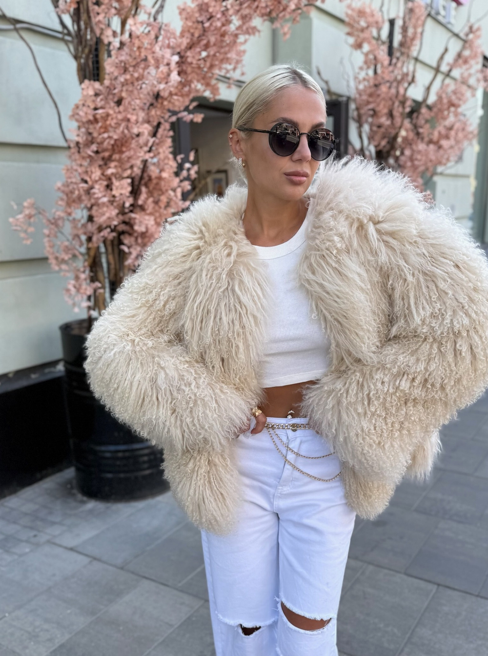 Шуба из ламы «пломбир» 60см