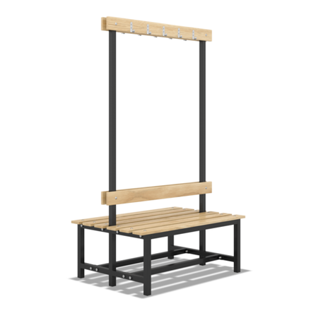 Скамейка с вешалкой для раздевалки двухсторонняя разборная (1200mm)