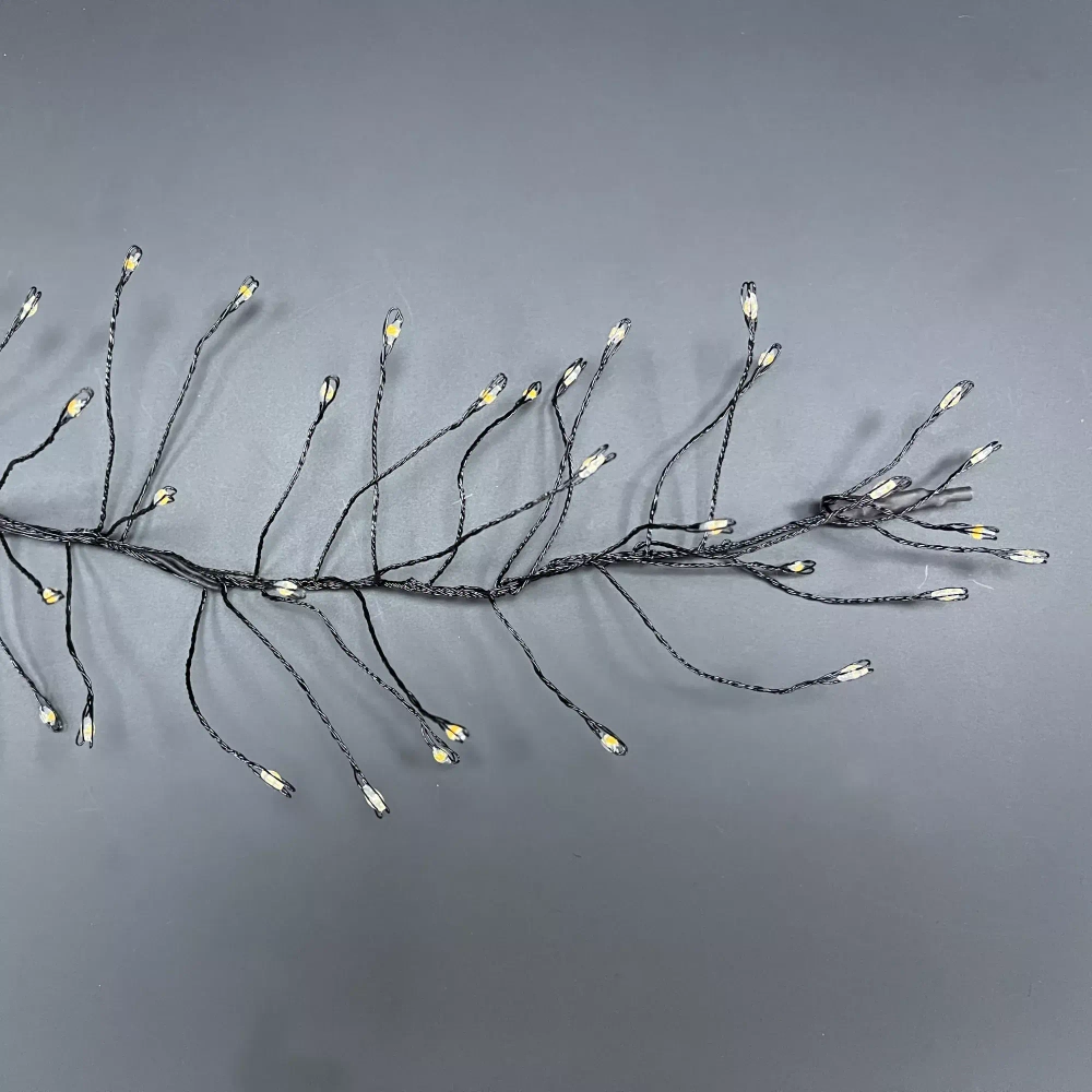 Светодиодная нить кластер 960 теплых белых ламп, 6 м., 24В, 8 режимов, таймер, черный провод, LUCA (85409)