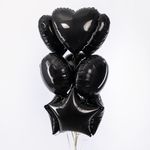 F Шар Сердце 18''/46 см, Черный (БГ-15)