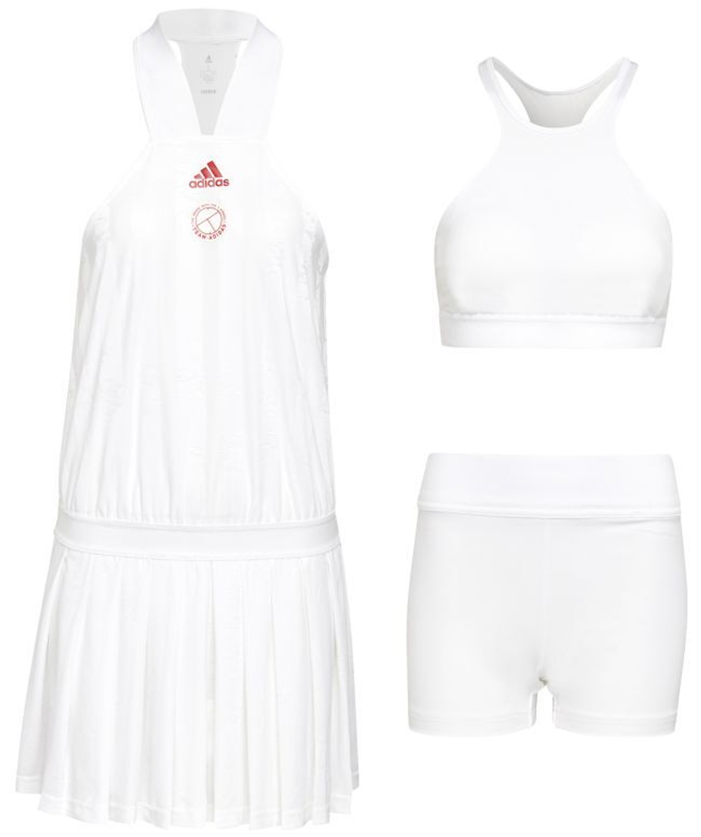 Теннисное платье Adidas All-In-One Dress W - white/scarlet