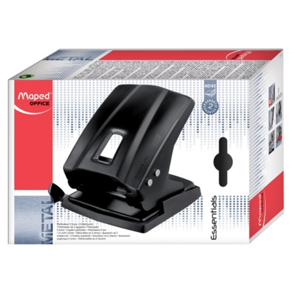 Дырокол MAPED (Франция) "Essentials Metal", металлический, большой, на 35 листов, черный, 403411