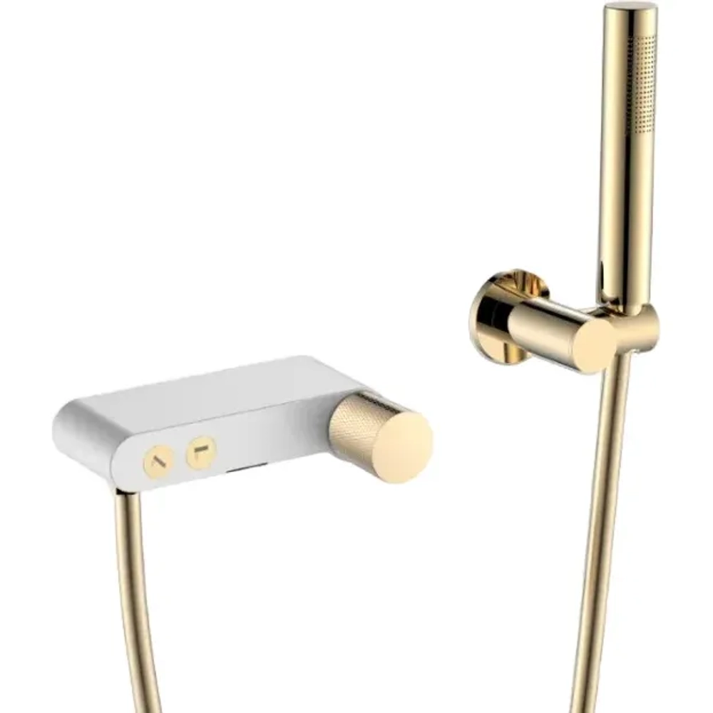 Смеситель для ванны с душем Boheme Stick 123-WG.2 white touch gold