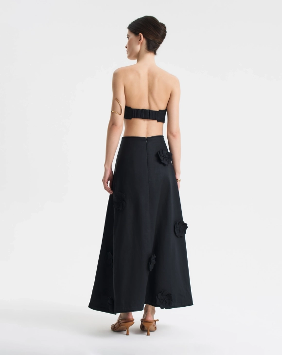 Льняная юбка с цветами