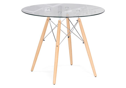 Стеклянный стол PT-151 80х76 clear glass / wood