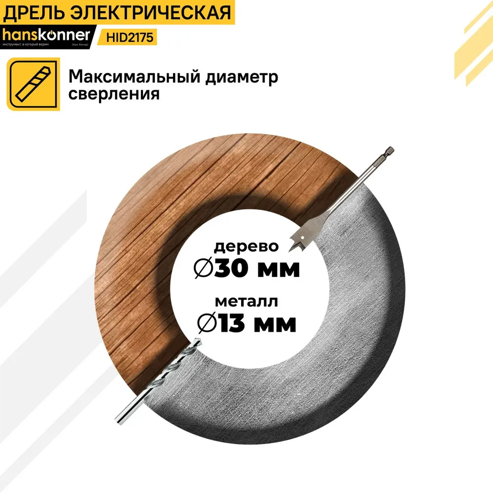 HID2175 Дрель электрическая Hanskonner