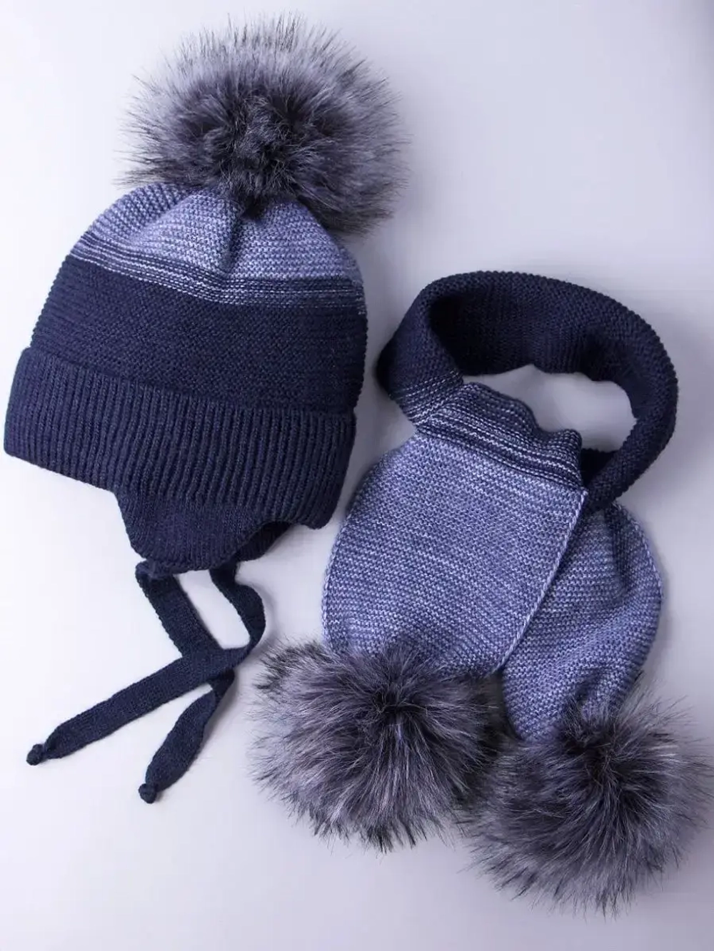 Шапка детская зимняя вязаная и шарф