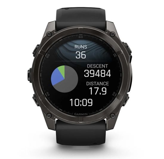Умные часы Garmin Fenix 8, 51 мм, AMOLED, Sapphire Carbon Gray DLC Titanium with Black/Pebble Gray Silicone