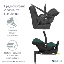 Детская коляска Maxi-Cosi Leona2 Oria 3 в 1 с автокреслом CabrioFix Essential green 1204204110 Twillic Graphite/1507029110 Select Grey