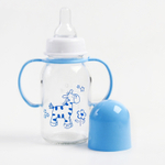 4477642 Бутылочка для кормления 150 мл.,стекло, с ручками, цвет МИКС