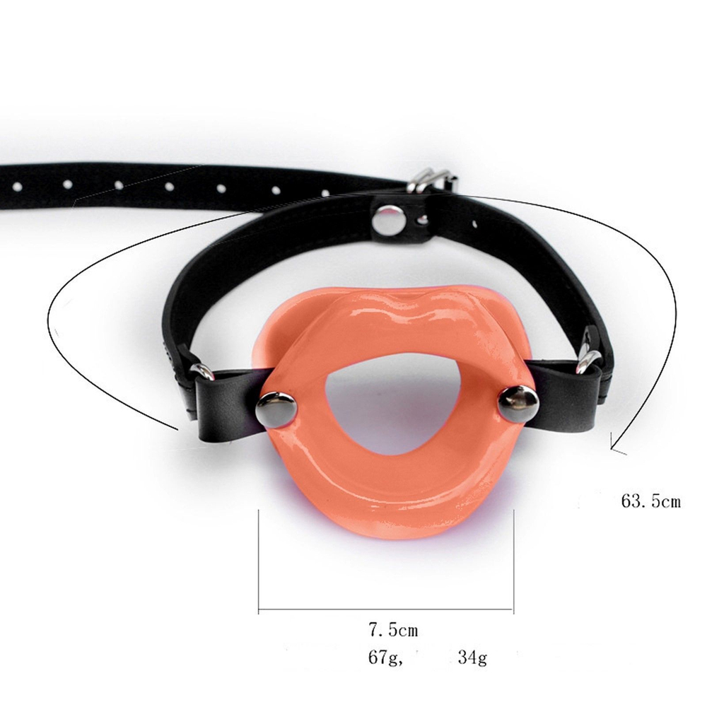 Телесный кляп-ротик на черных регулируемых ремешках (Цвет: телесный с черным)