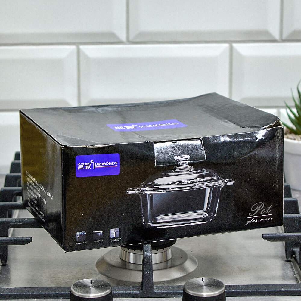 Кастрюля 1л стеклянная с крышкой, h12см, d20см, FBW-1L