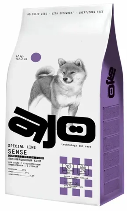 AJO Dog Sense для собак с чувствительным пищеварением 12 кг