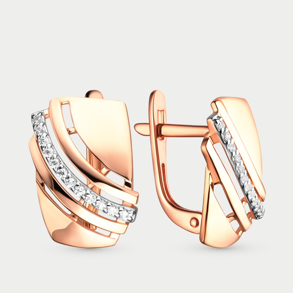 Серьги женские с фианитами из розового золота 585 пробы (арт. 40265400)