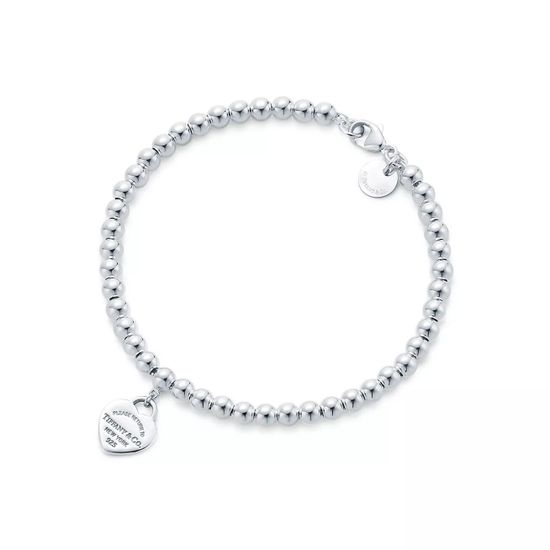 Браслет Tiffany & Co. Heart Tag Bead Bracelet в серебре, 4 мм