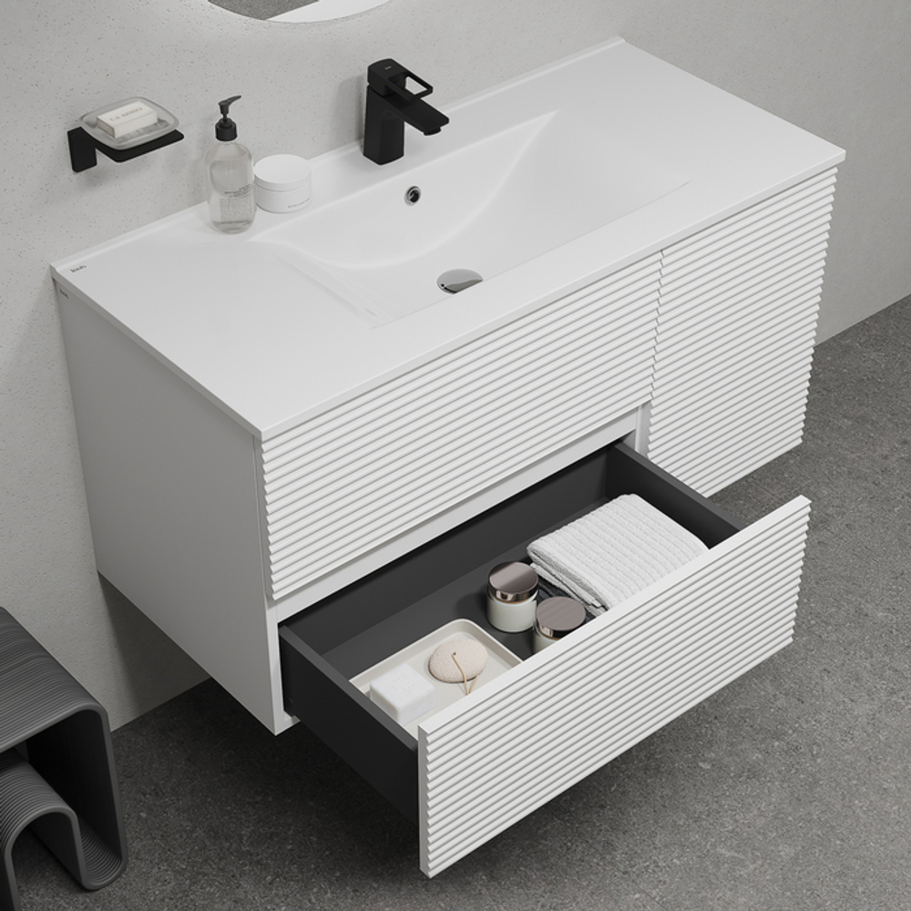 Тумба с умывальником IDDIS Bild, подвесная, 100 см, белый, BIL10W0i95K