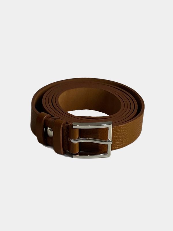 Классический ремень из кожи saffiano, 35 мм, коричневый