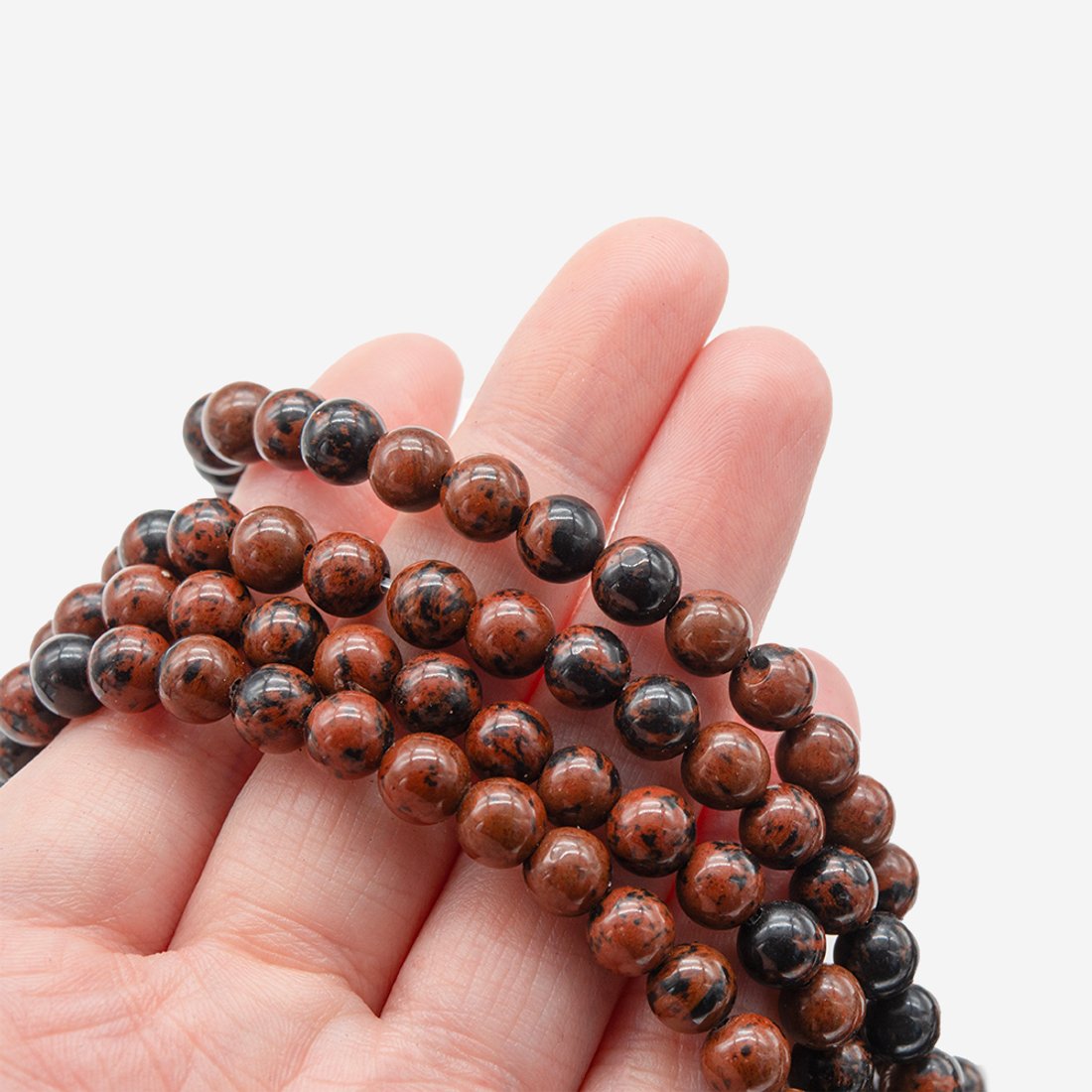 Обсидиан махагон натуральный, бусины в форме шара, 6,8мм