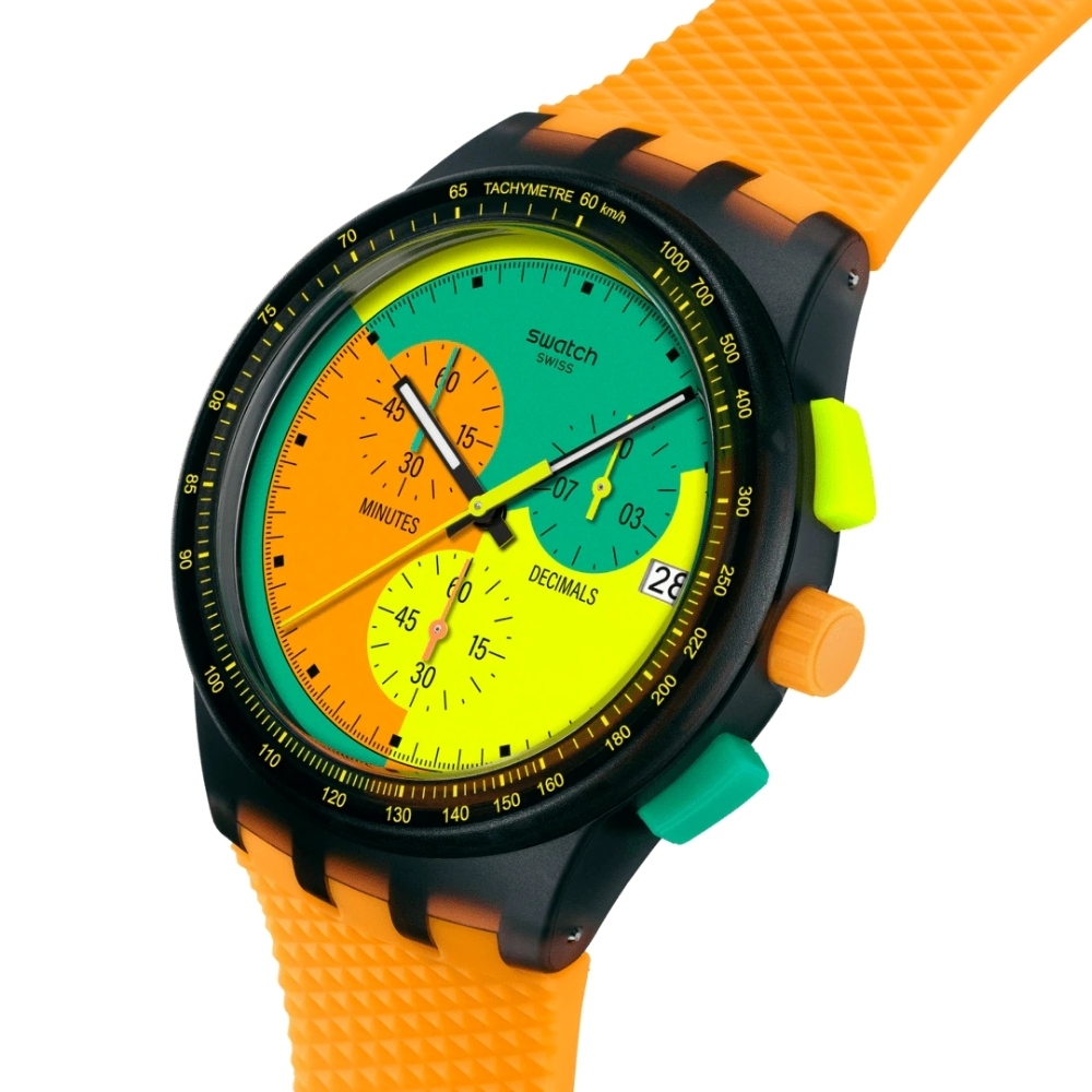SWATCH NEON SIGNAL FLAG Водонепроницаемость (waterproof) 3 бар Диаметр 42,00 мм Механизм: кварцевый - SWATCH