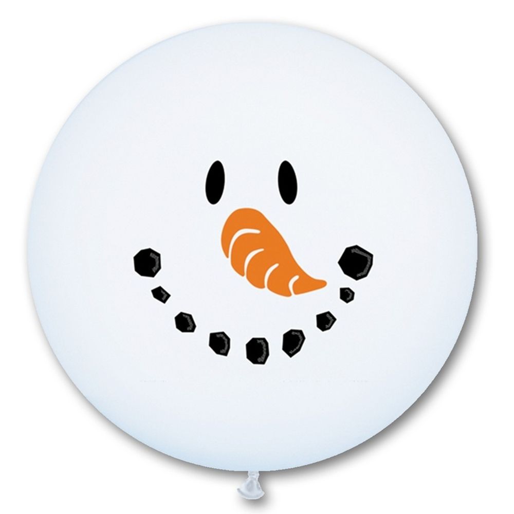 Шар с рисунком Снеговик Улыбка 60 см