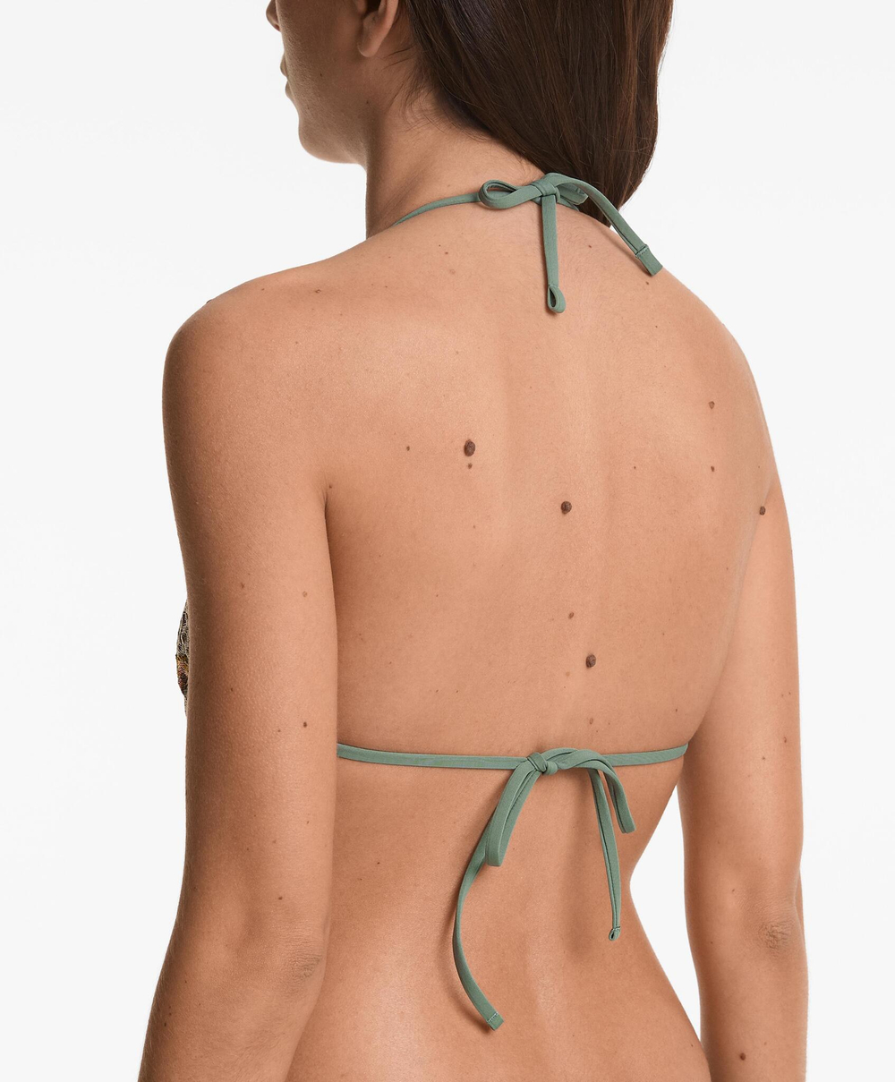 OYSHO Вязаный крючком треугольный топ бикини, аквамариновый