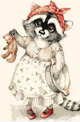 Картина по номерам "Енот и Мишка - замарашка", 20х30 см