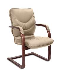 Кресло для посетителей Leeds Wood C кожа бежевая