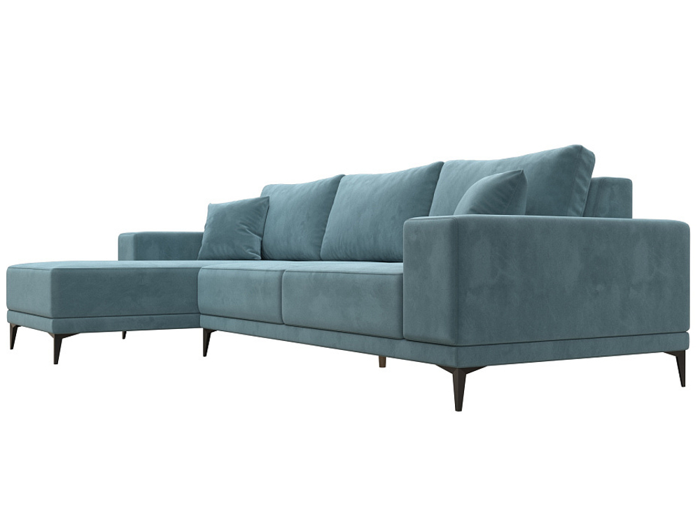 Диван угловой Льюес левый, Бирюзовый, Велюр, 122397L