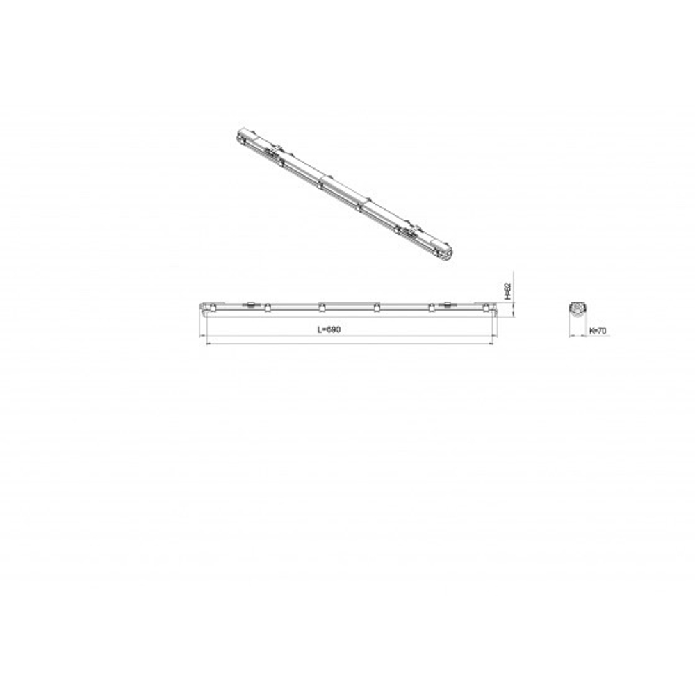 Светильник LED IP65 (для 1 LED-лампы T8 G13) 600мм SPP-101-0-001-060 ЭРА Б0043654