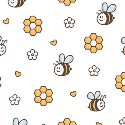 Милые каваи пчелы цветы и соты