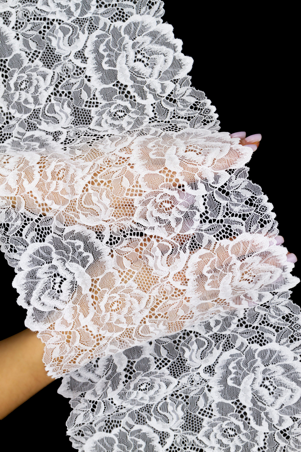 Эластичное кружево холодное белое ширина 21 см