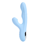 Голубой вибратор с ротацией и вакуумной стимуляцией BeYourLover Rosubi (Цвет: голубой)