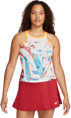 Топ теннисный Nike Court Dri-Fit Slam Printed Tennis Tank Top - coconut milk/coconut milk/sundia