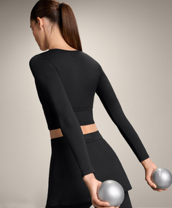 Oysho Футболка с длинным рукавом Comfortlux, черный