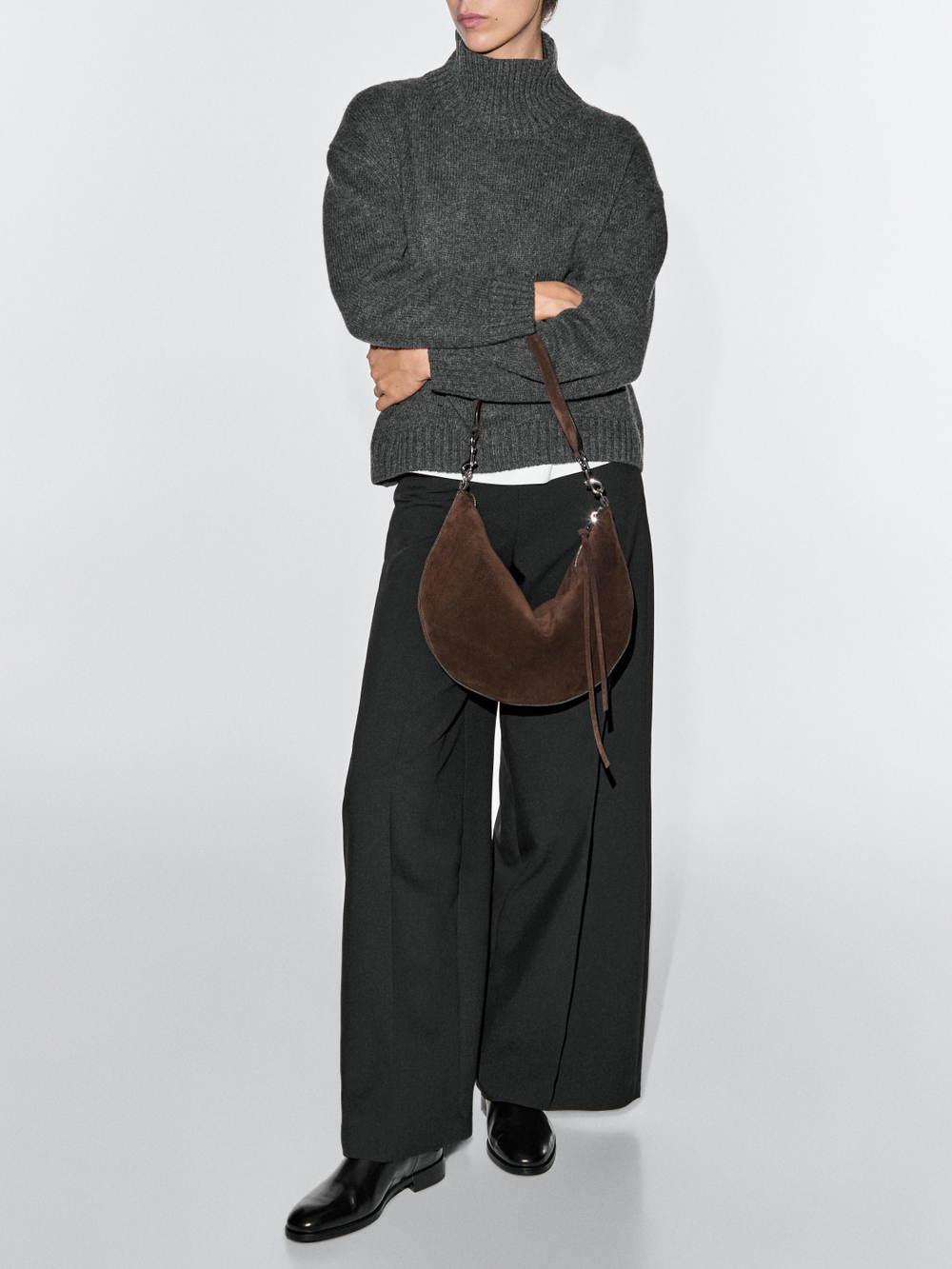 Massimo Dutti Сумка из кожи наппа, норка