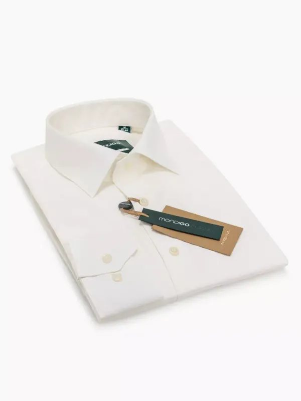 Рубашка на невысокий рост LOW SLIM FIT с длинным рукавом, молочная