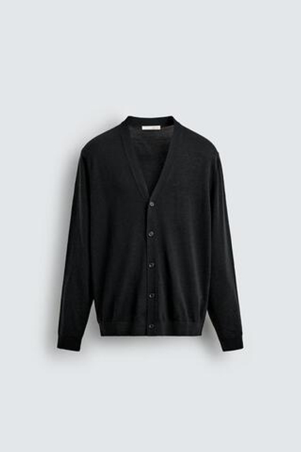 ZARA КАРДИГАН ИЗ 100% ШЕРСТИ, ЧЕРНЫЙ